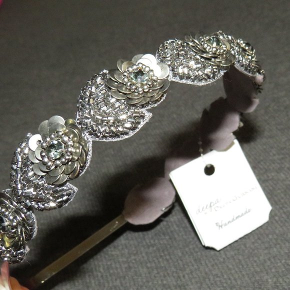 Deepa Gurnani Handmade Embellished Beaded CZ Headband - Picture 6 of 13